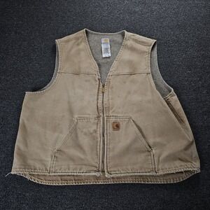 vtg carhartt vest mens 3XL sherpa lined insulated V26 CML brown canvas y2k